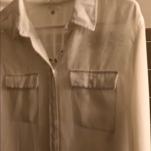 Guess don pocket back lace up cream blouse lg